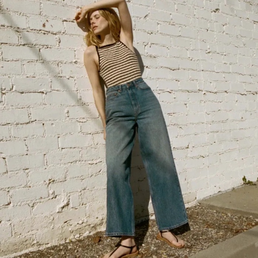 Doen Blue High-Rise Wide-Leg Jeans